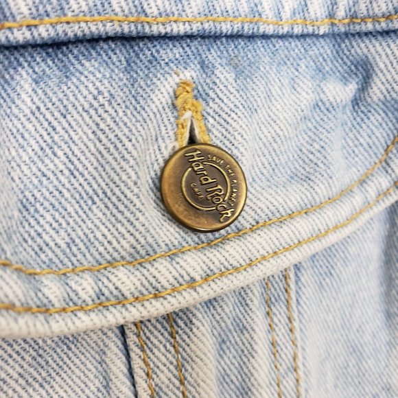 Las Vegas Hard Rock Cafe Save the Planet Light Wash Oversize Denim Jacket M - Picture 10 of 16